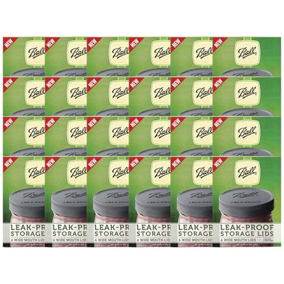 Ball Mason Jar Leak-Proof Lids, Wide Mouth, 6 CT (Pack of 24) - color: Wide, size: 6 Count (Pack of 24)