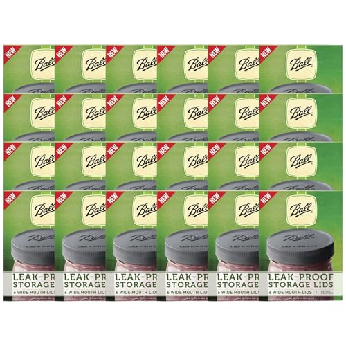 Ball Mason Jar Leak-Proof Lids, Wide Mouth, 6 CT (Pack of 24) - color: Wide, size: 6 Count (Pack of 24)