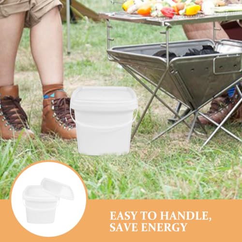 Cabilock 2pcs 5l Square Plastic Buckets with Lids, Food-grade Plastic Small Storage Containers, Portable Handheld Water and Snack Storing Canisters for Kitchen and Household Use