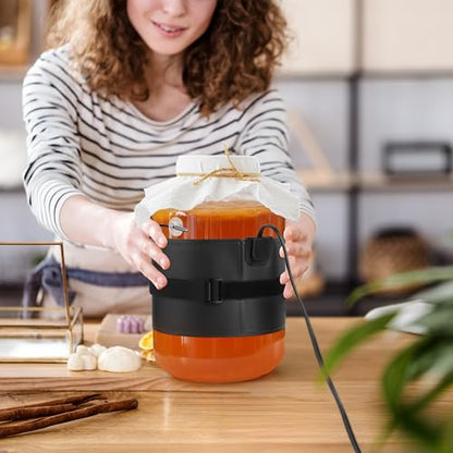 Heat Mat for Kombucha Jar Heating, Warming Mat with Thermostat Controller Combo Set & Timing Function, Digital Temperature Control Heating Mat Fits 1 to 3 Gallon Fermenter Vessels (Black)