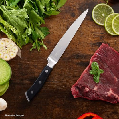 OAKSWARE 5.5 Inch Kitchen Utility Knife, German High Carbon Stainless Steel | Razor Sharp Full Tang Forged Meat Trimming & Sandwich Knife, Prep Knife & Small Chef Knife for Fruits, Cheese, Veggies, Herbs