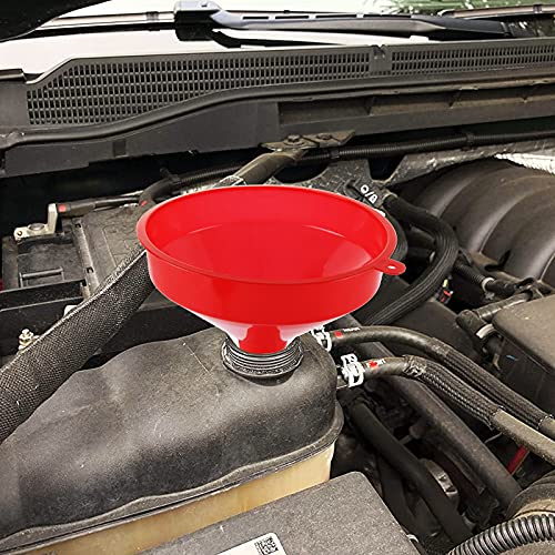 10Pcs Plastic Funnel Set, 6.3 Inch Wide Mouth Red Fuel Funnels for Automotive Oil & Gas, Large Multipurpose Tool for Garage, Kitchen, Garden & Fluid Transfer