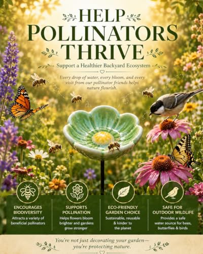 Bee Watering Station for Garden Cups Bird Butterfly Bees Ceramic Drinking and Water Bath Feeder Cup Blossoms Flowers Shaped Design Poppies Bowl Wildlife Feeding 5PCS Watring Pollinator (#6PCS-B) - color: #6PCS-B