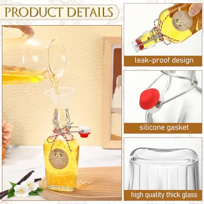 Uiifan 2 Pack 8 oz Vanilla Extract Bottles with Swing Top Flask Whiskey Pocket Glass Flask for Homemade Vanilla Extract Lemon Kombucha Water Apply Christmas Wedding Gift - color: Clear, size: 8 oz
