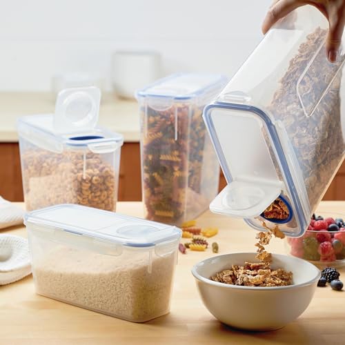 LocknLock Easy Essentials Pantry Food Storage Container Set/Food Storage Bin Set, Rectangular, BPA-free/Dishwasher Safe, 4 Piece - Clear - size: 4 Piece Set (Multi Size)