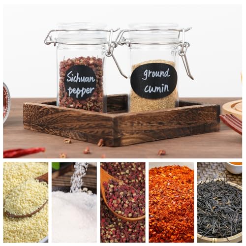 2.3 oz Small Glass Stash Jars with Labels, 12 Pack Mini Spice jars with Airtight Seal, Empty Spice Bottles with Silicone Rubber Gasket for Herb Tea Seasoning Storage