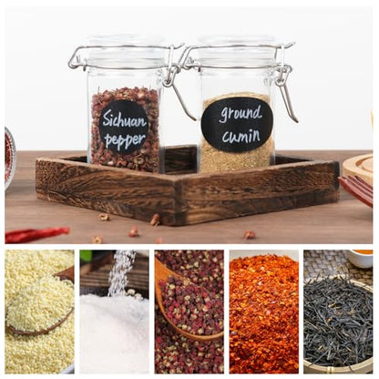 2.3 oz Small Glass Stash Jars with Labels, 12 Pack Mini Spice jars with Airtight Seal, Empty Spice Bottles with Silicone Rubber Gasket for Herb Tea Seasoning Storage
