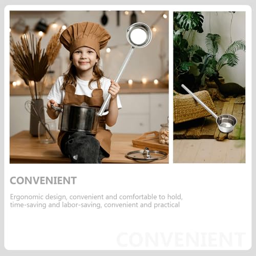 Generic Long Handle Stainless Steel Water Ladle with Pour Spout, 35cm Extended Kitchen Soup Scoop for Cooking and Garden Watering