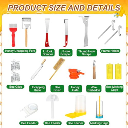 30 Pcs Beekeeping Starter Kit Bees Keeper Starting Kit All Bee Suit Gloves Hive Boxes Storage Bag Beekeeper Supplies Tools for Beekeepers Men Women(M) - size: M