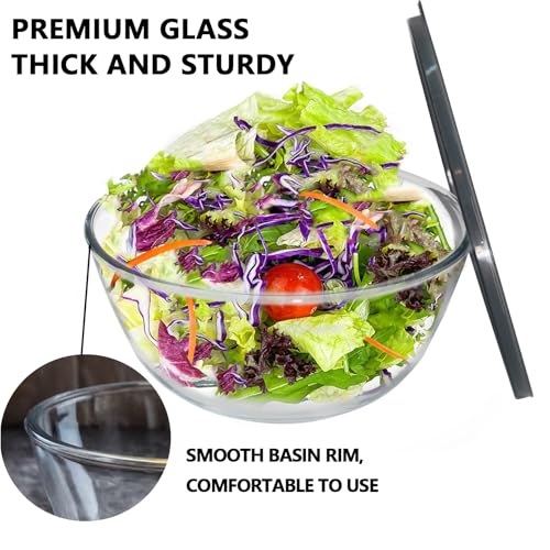 5 Quart Deep Big Glass Bowl with Lid,10 Inch Large Glass Mixing Bowl for Sourdough Bread Kitchen Salad Bread Storage, For Prepping, Marinating & Brining Kimch - color: Gray