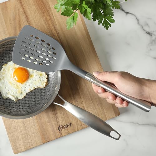 Oster Chadswyck 13” Slotted Turner Spatula, Heat Resistant Silicone Head, Stainless Steel Handle, Safe for Nonstick Cookware, Dishwasher Safe - color: Chadswyck (13" Slotted Turner)
