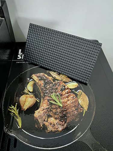Firsgrill 8.3"×4.3" Heavy-Duty Cast Iron Grill Burger Press and Meat Steak with Wood Handle for Blackstone Camp Chef Pitboss Weber Griddle Grills (Rectangle) - size: Rectangle