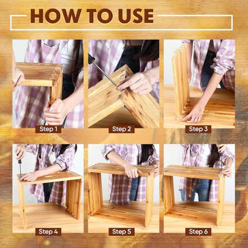Colingmill 1 Pieces Deep Bee Box for 10 Frame Unassembled Hive Brood Box with Wax Coating,Beekeeping Brood Boxes with Screws,Dipped in Beeswax Bee Hives Boxes Starter Kit,9 5/8 Inch