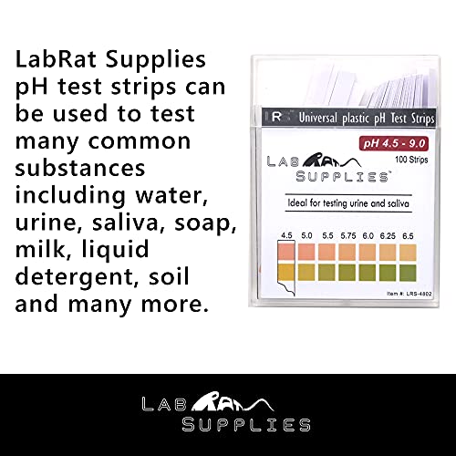 Plastic pH Test Strips, Universal Application (pH 4.5-9.0), 100 Strips | for Urine, Saliva, Aquariums, etc.