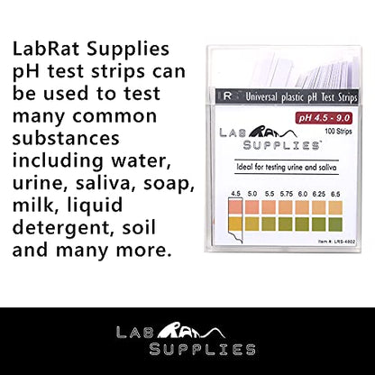 Plastic pH Test Strips, Universal Application (pH 4.5-9.0), 100 Strips | for Urine, Saliva, Aquariums, etc.