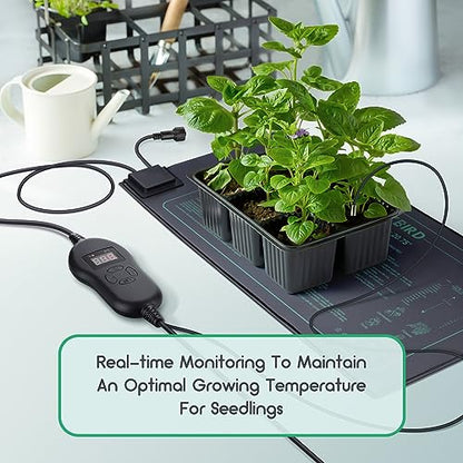LUXBIRD 6 Pack 30W Seedling Heating Mats 10" x 20.75" with Thermostat Controller, Idea for Seed Starting, Germination, Greenhouse (LB-HT06) - size: 6 Pack-10x20.75