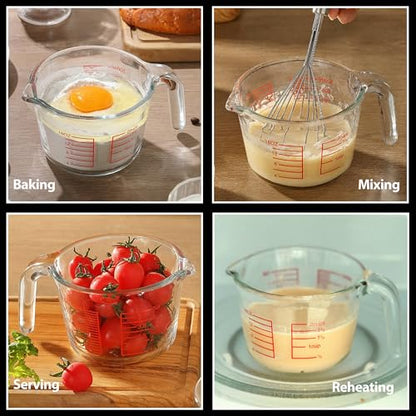 VRUIFA Glass Measuring Cup For Baking and Cooking, Dishwasher, Freezer, Microwave and Oven Safe, Apartment Kitchen Essentials Tools (16 oz)