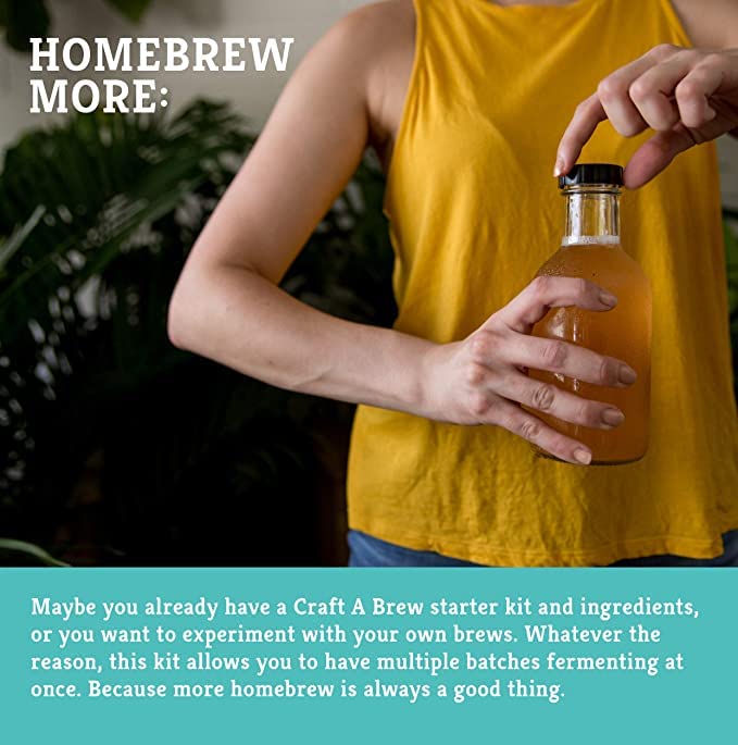 Craft A Brew - For Home Brewing Beer, Wine, Cider, and More - Includes Two 1 Gallon Glass Fermenter Jars, Lids, and Airlocks - Fermentation Jar 2-pack