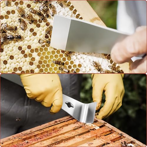 3 Pcs Stainless Steel Pry Bar Set, 3 Sizes Mini Flat Pry Bar Multipurpose, Trim Puller Tools, Bee Hand Hive Tool Scraper, Beekeeping Equipment Tool Set for Scraping Pulling Lifting Remodel