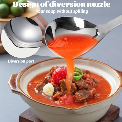 2Pcs Soup Ladle, Soup Spoons Stainless Steel 304 with Pour Spout, Large Ladle Spoon Cooking Utensils Ladles for Serving Metal Ladle Gravy Punch - size: Large