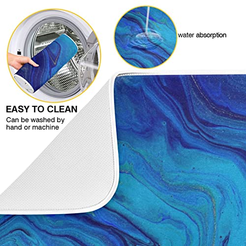 Super Absorbent Dish Drying Mat, Microfiber Fast-Drying Dish Mat, 16" x 18", Kitchen Dish Drying Pad, Navy Blue Gold Marble - color: Navy Blue Gold Marble, size: 16" x 18"