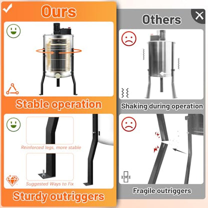 Electric Honey Extractor with Adjustable Honeycomb Drum Spinner, 4/8 Beehive Frame Stainless Steel Beekeeping Separator Supplier, Centrifuge Equipment for Apiary, Farm, Business - style: 4 Frames-E