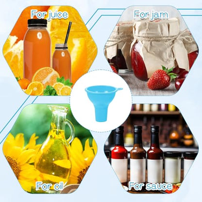6 Pcs Silicone Kitchen Funnel Set, Wide Mouth Funnel Flexible Canning Silicone Funnels for Filling Bottles Oil Water Home Restaurant Jars Cans, 3.2 x 1 Inch (Multi Color)