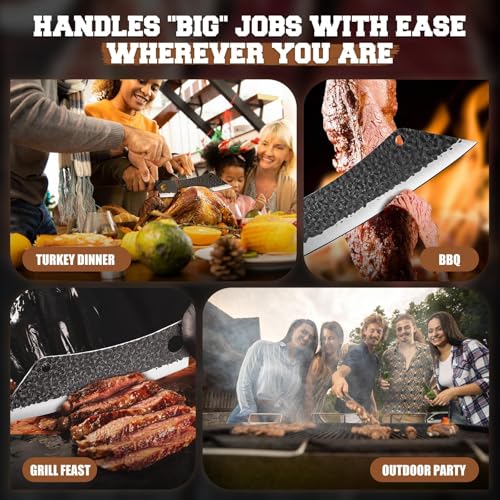 PURPLEBIRD Japanese Brisket Slicing Knife 11" - Butcher Knife for Meat Cutting Chopping, Heavy Duty Meat Knives Full Tang, Sharp BBQ Knives for Turkey Grilling Smoker, Ideal Gifts for Men Women - color: 11"