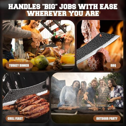 PURPLEBIRD Japanese Brisket Slicing Knife 11" - Butcher Knife for Meat Cutting Chopping, Heavy Duty Meat Knives Full Tang, Sharp BBQ Knives for Turkey Grilling Smoker, Ideal Gifts for Men Women - color: 11"