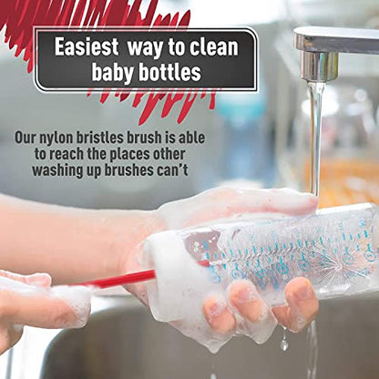 Konex 16 inch Long All-Round Bottle Cleaner Brush for Baby, Beer or Wine Bottles, Wine Glasses, Travel Mugs, Stanley Cups, and Camp Mugs. Long Bottle Brush (3 Pack)