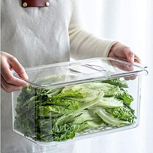 SANNO Vegetable Fruit Containers Fridge Containers,Freezer Produce Saver Refrigerator Organizer Bins with Vented Lids And Drain Tray For Pantry Fridge Freezer Cabinet Kitchen Organization - size: 12.4” x 6.4”x 5.7"