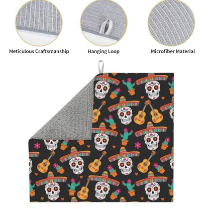 Sugar Skulls Guitars Cacti Dish Drying Mats for Kitchen Counter, Super Absorbent Microfiber Drainer Pad, Washable Reversible Appliance Protector, Everyday Kitchen Must-Have, 16x18 Inch - color: Sugar Skulls Guitars Cacti