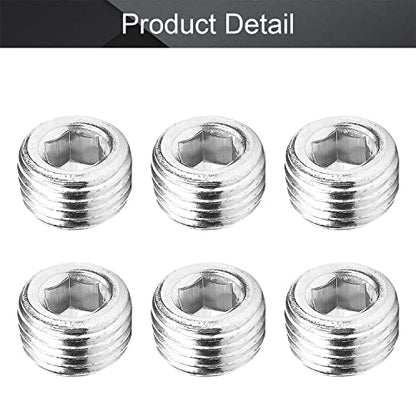 Othmro 6pcs Iron Hex Socket Pipe Fitting, 1/2" Female Thread Hose Adapter Connector Fit for 0.49" Tubes Pipe Plug Fitting Assortment Set for Garden Pipe Pneumatic Solenoid Valve Silver - size: 6pcs 1/2"