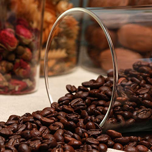 Glass Storage Jars Set of 2 (48oz/1400ml) with Wooden Lid, Glass Sourdough Starter Jar, Stackable Kitchen Canisters, Pefect for Coffee Bean Cookie, Sugar, Flour, Pasta, Sourdough, Nuts - size: 48oz