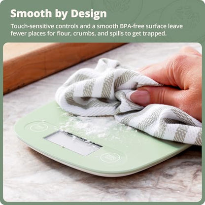 Greater Goods Food Scale – Digital Kitchen Scale, 1g Precision, Easy-Tare & Quick Conversion, Slim Compact Design, Durable & Portable | Ideal for Cooking, Baking & Meal Prep (Sage Green) - color: Sage Green