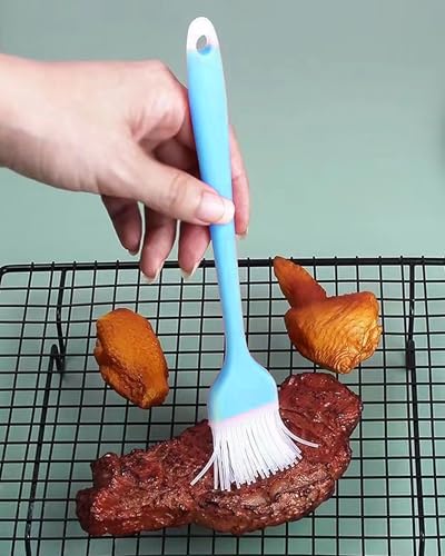 Pastry Brush Silicone Basting Brush for Cooking,2PCS 10+8 in Heat Resistant Food Brushes for Baking, Grilling, Cooking and Spreading Oil, Butter, BBQ Sauce, or Marinade (Blue) - color: Blue