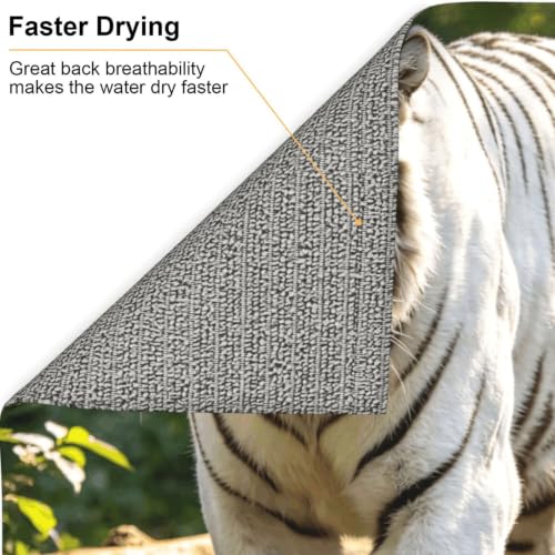 White Tiger Dish Drying Mat for Kitchen Counter, Absorbent Microfiber Drainer Mats, Non-slip Kitchen Draining Mat for Coffee Machine Dish Rack Pad 18"x16" Dish Drainer Pad - color: White Tiger