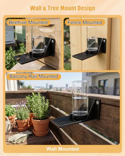 Beehive Beekeeping Water Dispenser for Bees Butterflies Hummingbirds | Bee Watering Station, Wall or Tree Mounted, Black Nest Beekeeper Tools Outside, 2Pcs