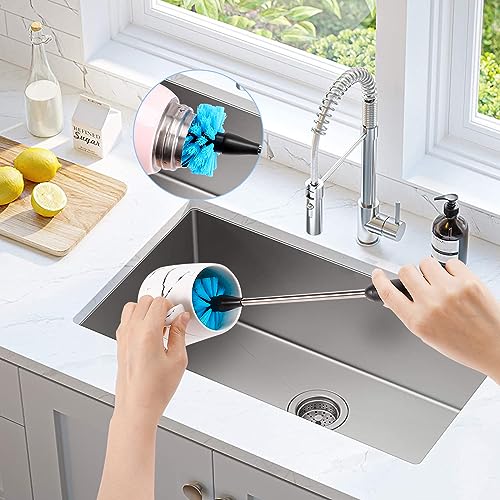 UNIFUN Water Bottle Brush Set, Long Handle 3-in-1 Stainless Steel Water Bottle Scrubbing Brush, Cleaning for Narrow Neck Bottles, Sport Bottles, Baby Bottles, Coffee Mugs, Tumblers, Flask - size: Short Size