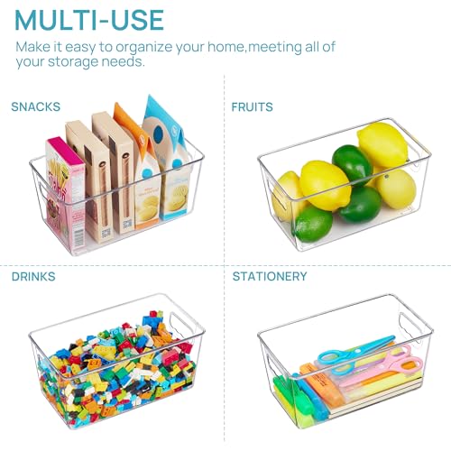 Vtopmart Clear Plastic Storage Bins, 6 PCS Pantry Organizer Bins with Handle for Refrigerator, Fridge, Cabinet, Kitchen, Countertops, Cupboard, Freezer Organization and Storage, Small - size: S(9.3"×5.2"×4.3")