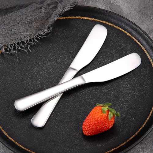 Homquen Stainless Steel Butter Knife, Butter Spreader, Butter Knives, Butter Spreader Knife for Kitchen Restaurant Party, Kitchen Gadgets, Set of 4 - color: 1. Silver