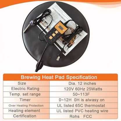 Brewing Heat Pad Sourdough Proofing Heat Mat with Temperature Controller Auto Off Timer for Home Beer Brewing Kombucha Yogurt Kefir Fermentation Sourdough Bread Proofing (With Controller, 2 Pack) - color: 2 Pack