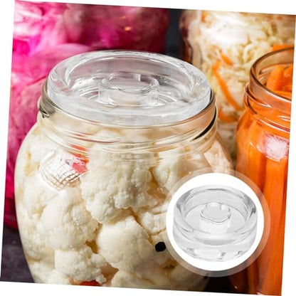 SOLUSTRE Glass Fermenting Weight for Wide Mouth Mason Jars with Easy Grip Handle Lightweight Pickle Jar Lid for Kimchi Sauerkraut Safe Household Fermentation Accessory