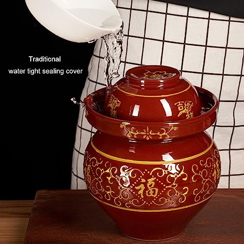 Ceramic Fermentation Crock Jar Kit,Sauerkraut Crock, Traditional Chinese Porcelain Pickle Jar with Water Seal Airlock Lid,Pickle Jar for Fermenting or Pickling Pickl 6Kg - color: 6kg