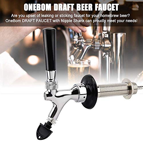 OneBom Beer Faucet with Nipple 4'' Shank Assembly,3/16’’I.D. Bore for Keg Fridge Keezer (4'' Shank) - color: 4'' Shank