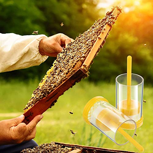 Queen Bee Marking Kit, 2 Queen Marking Cage Tube with 3 Bee Marker Pen for Beekeeper Tool, Yellow