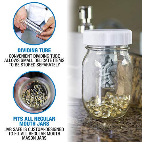 Masontops Jar Safe - Child Proof Herb Container - 2PK - Airtight Storage - Regular Mouth Jar Lock - Stash Bottle Locker - color: Blazin' Blue/Cloud White, size: Regular Mouth