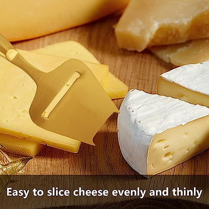 Cheese Slicer Golden Stainless Steel Cheese Cutters for Block Cheese, Cortador de queso, Handheld Plane Cheese Knife for Semi-Hard Cheese, Gold