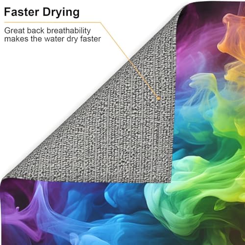 Rainbow smoke Print Dish Drying Mat for Kitchen Counter Ultra Absorbent Microfiber Dishes Drainer Mats Washable Drying Pads for Sinks 16 x 18 In - color: Rainbow Smoke