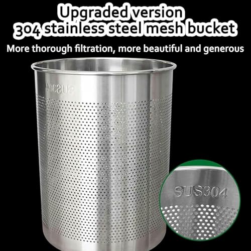 Manual Stainless Steel Fruit Wine Press, Fruit Press, Grape Crusher for Wine Making, with 2 Stainless Steel Barrels, for Outdoor, Kitchen and Home~/ - size: 22L